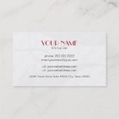 Carte De Visite Touche Noir & Blanc De Modèle De Beauté Rouge (Dos)