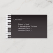 Carte De Visite Touches Clavier Classique Clavier Musique Professe (Dos)