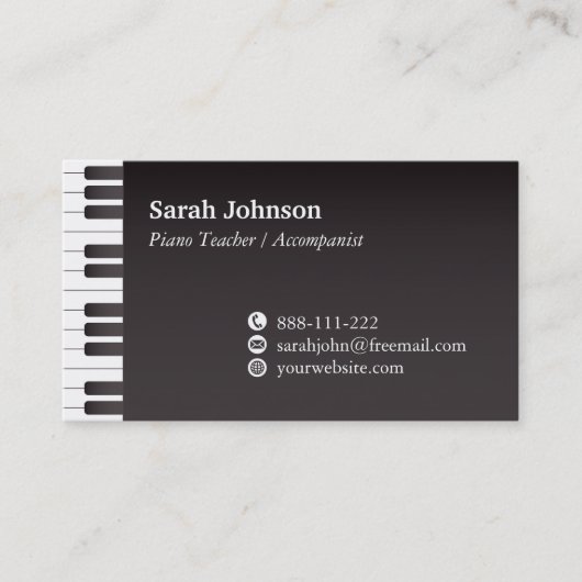 Carte De Visite Touches Clavier Classique Clavier Musique Professe (Devant)