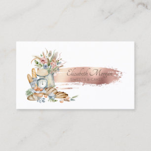 Carte De Visite Touches de pinceau florales pains rustiques