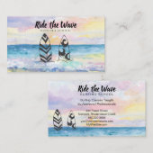 Carte De Visite Tour de *~* l'école surfante de plage d'océan de (Devant / Derrière)