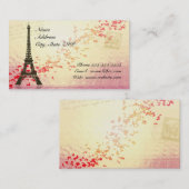 Carte De Visite Tour Eiffel avec les coeurs de flottement (Devant / Derrière)