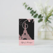 Carte De Visite tour eiffel de paris rose et noir (Debout devant)
