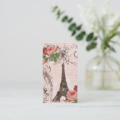 Carte De Visite Tour Eiffel Rose rouge (Debout devant)