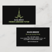 Carte De Visite Tour Eiffel, Tuteur, Enseignant (Devant / Derrière)