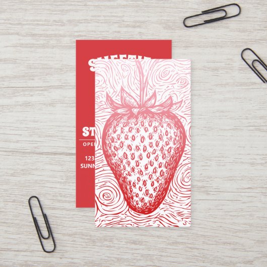 Carte De Visite tourbillon de fraise avec code QR (Devant/Arrière en situation)