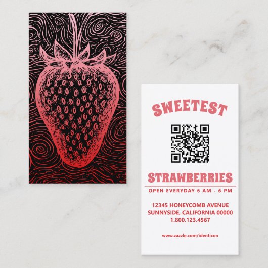 Carte De Visite tourbillon de fraise avec code qr (Devant / Derrière)