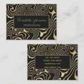 Carte De Visite Tourbillon de liquide Black Gold Résumé Conception (Devant / Derrière)