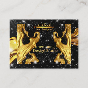 Carte De Visite Tourbillon doré étoilé – Design de luxe cosmique O