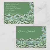 Carte De Visite Tourbillonnant Floral Faisly MerBleu et chaux (Devant / Derrière)