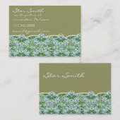 Carte De Visite Tourbillonnant Floral Paisly Sage Vert (Devant / Derrière)