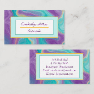 Carte De Visite Tourbillons de marbre pourpre, or et bleu