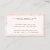 Carte De Visite Tourbillons de marbre rose-or abstrait (Dos)