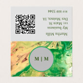 Carte De Visite Tourbillons de marbre vert et or (Extérieur déplié)
