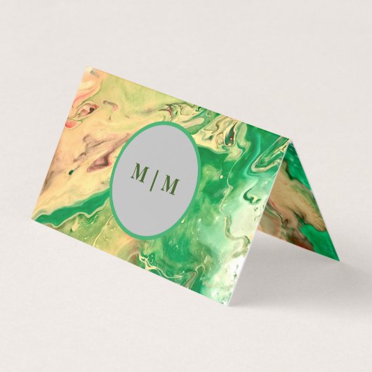 Carte De Visite Tourbillons de marbre vert et or (Devant)