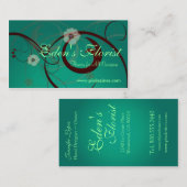 Carte De Visite Tourbillons Floraux, Vert Sarcelle (Devant / Derrière)