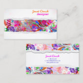 Carte De Visite Tourbillons rétro PixDezines/couleurs néons (Devant / Derrière)