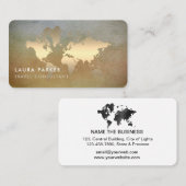 Carte De Visite Tourisme d'or d'aquarelle d'agent de voyage de (Devant / Derrière)