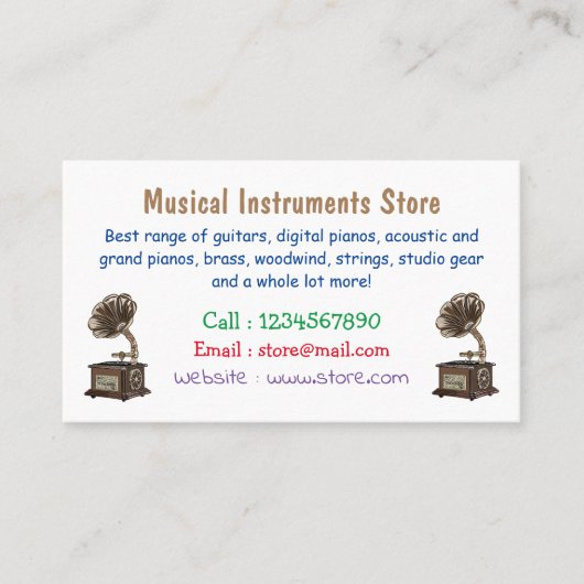 Carte De Visite Tourne-disque dessin animé (Devant)