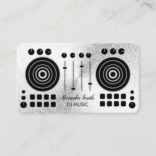 Carte De Visite Tourne-disque musical Silver Black DJ Player Sound (Devant)