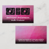 Carte De Visite Tourne-disques | Arrière - plan magenta | Éclats (Devant / Derrière)