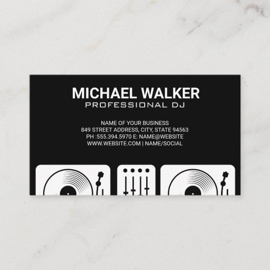 Carte De Visite Tourne-disques | DJ (Devant)