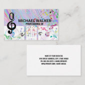 Carte De Visite Tourne-disques | DJ | Iridescente | Notes musicale (Devant / Derrière)