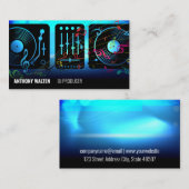 Carte De Visite Tourne-disques | Notes musicales Arrière - plan d' (Devant / Derrière)