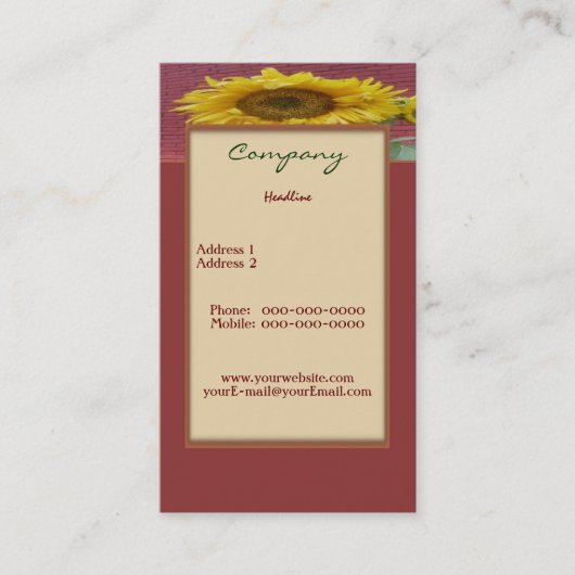 Carte de visite tournesol (Devant)