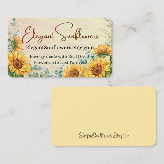 Carte de visite tournesol (Devant / Derrière)