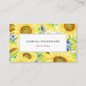 Carte De Visite Tournesol clair Aquarelle bleu jaune (Devant)