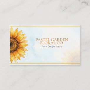 Carte De Visite Tournesol doré aquarelle bleu glace