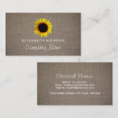 Carte De Visite Tournesol et burlap, fleuriste (Devant / Derrière)