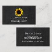 Carte De Visite Tournesol et tableau noir, fleuriste (Devant / Derrière)