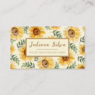 Carte De Visite Tournesol Eucalyptus Floral Botanique avec QR