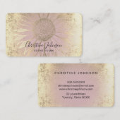 Carte De Visite tournesol fausse feuille d'or sur rose (Devant / Derrière)
