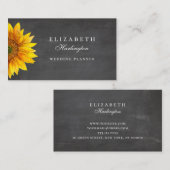 Carte De Visite Tournesol. Fleur rustique. Chalkboard professionne (Devant / Derrière)