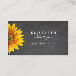 Carte De Visite Tournesol. Fleur rustique. Chalkboard professionne