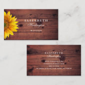 Carte De Visite Tournesol. Fleur rustique. Professionnel du pays (Devant / Derrière)