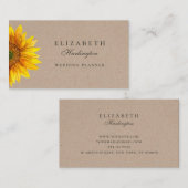 Carte De Visite Tournesol. Fleur rustique. Professionnel floral (Devant / Derrière)