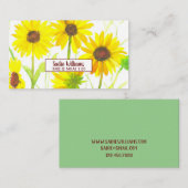 Carte De Visite Tournesol Fleur sauvage Aquarelle Jaune (Devant / Derrière)