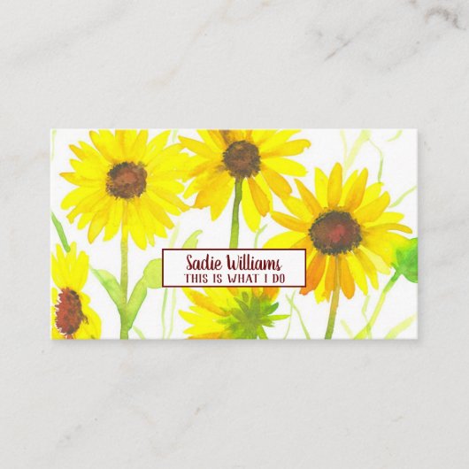 Carte De Visite Tournesol Fleur sauvage Aquarelle Jaune (Devant)