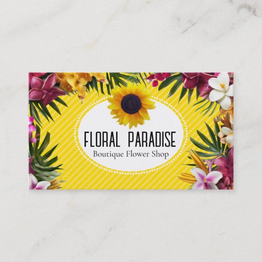 Carte De Visite Tournesol | Fleurs tropicales (Devant)