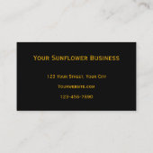 Carte De Visite Tournesol Jaune Arrière - plan Noir Pays Rustique (Dos)