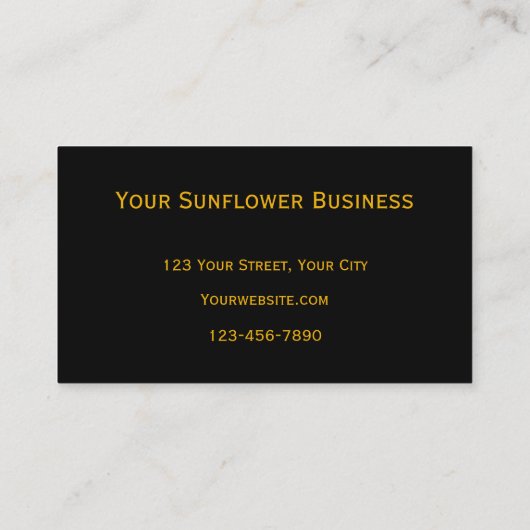 Carte De Visite Tournesol Jaune Arrière - plan Noir Pays Rustique (Dos)
