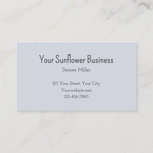 Carte De Visite Tournesol Jaune Vert Belle (Dos)