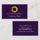 Carte De Visite Tournesol moderne, fleuriste (Devant / Derrière)