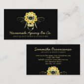 Carte De Visite Tournesol noir floral Apiary Miel abeille (Devant / Derrière)