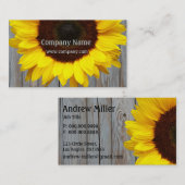 Carte De Visite Tournesol rustique en bois de grange (Devant / Derrière)
