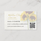 Carte De Visite Tournesol Rustique moderne QR Code élégant Or (Dos)